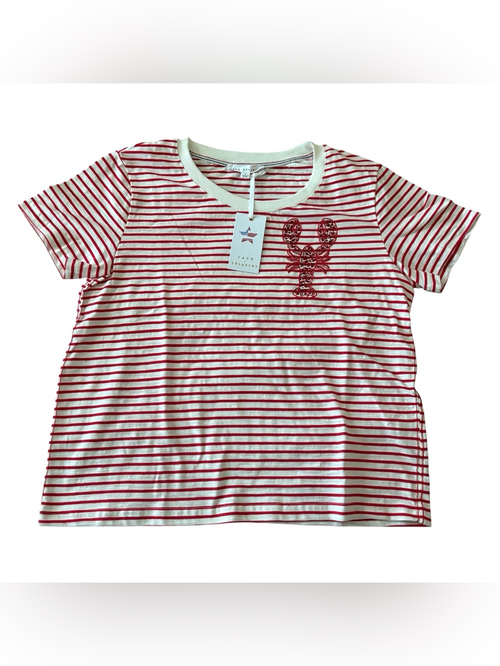 5for20 NWT Jane + Delancey 100% Cotton red & white striped relaxed women’s tee